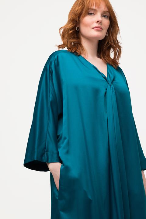 Produktbild Ulla Popken Midikleid, Satin, V-Ausschnitt, Halbarm, Taschen (42, 44)