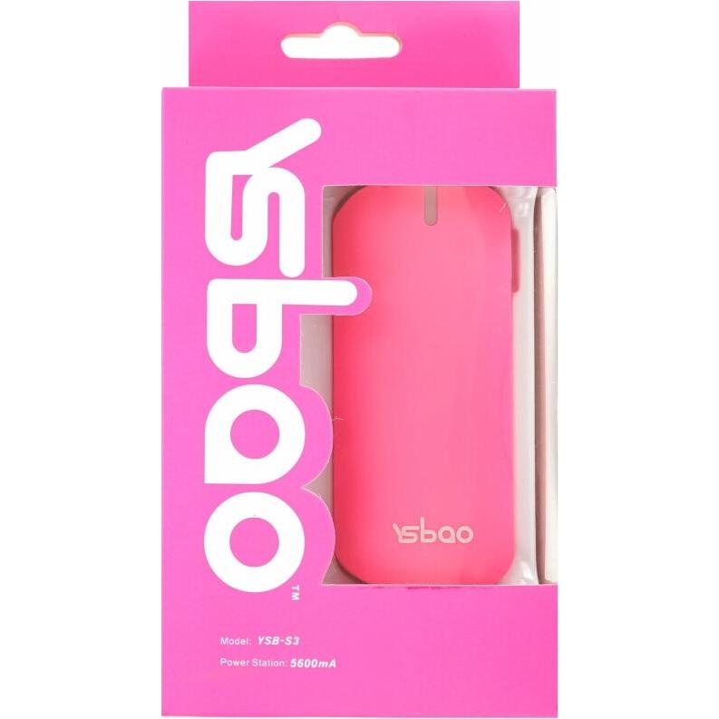Thumbnail - Yisuibao YSB-S3 Power Bank 5600mAh pink (5600 mAh), Powerbank, Pink