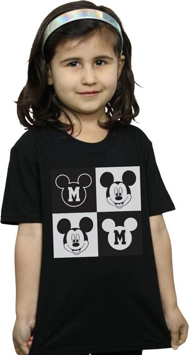 Actual product image Disney Girls Mickey Mouse Smiling Squares Cotton T-Shirt (116)
