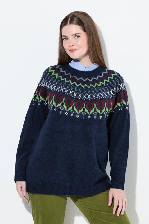 Image du produit Ulla Popken Pull norvégien à col rond et manches longues (60)