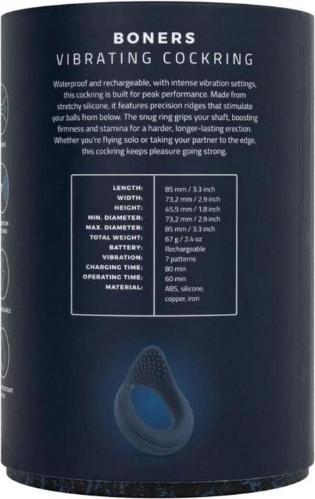 Actual product image Boners - Vibrating Cock Ring with Perineum Stimulation (4 cm)