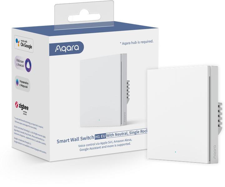 Produktbild Aqara Smart Wall Switch H1 Grau With Neutral, Single Rocker (Zigbee)