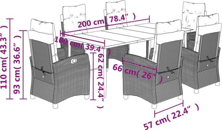 Produktbild VidaXL Gartenmöbel Essgruppe Gartengarnitur Sitzgruppe 7tlg. Beige Poly Rattan (200 cm)