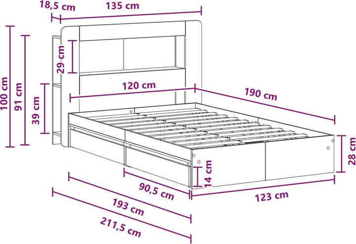 Produktbild vidaXL Bettrahmen (120 x 190 cm)