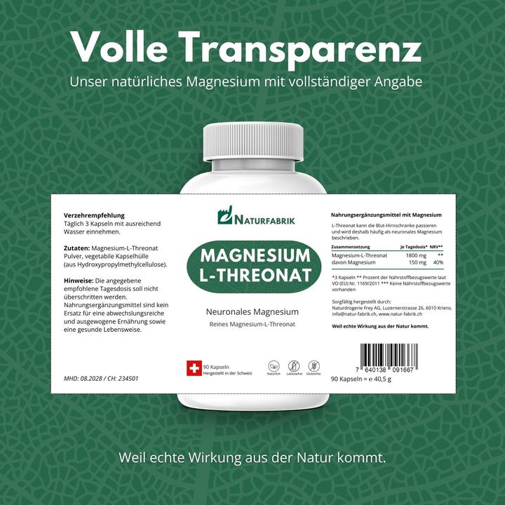 Image du produit Naturfabrik Magnesium-L-Threonat (90 pièce(s), Capsules)