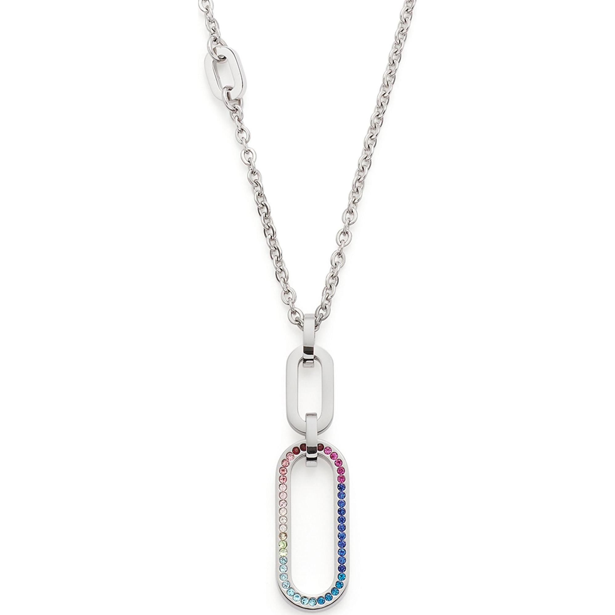 Leonardo, Collana, Kette, (Acciaio inossidabile, Cristalli di vetro, 50 cm)