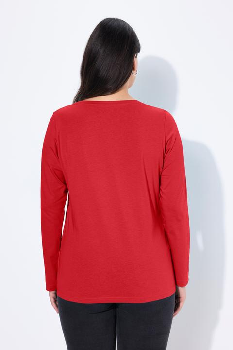 Actual product image Ulla Popken V-Neck Long Sleeves Slim Fit Cotton Knit Tee (62)