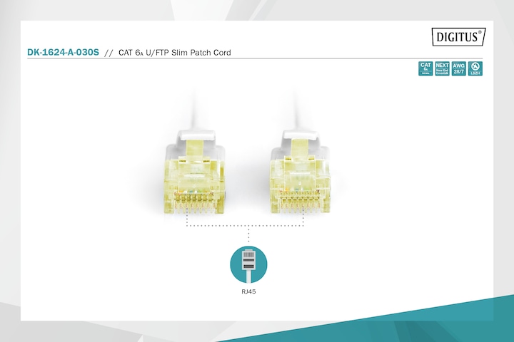 Actual product image Digitus CAT 6A U/FTP Slim patch cord (U/FTP, CAT6a, 3 m)