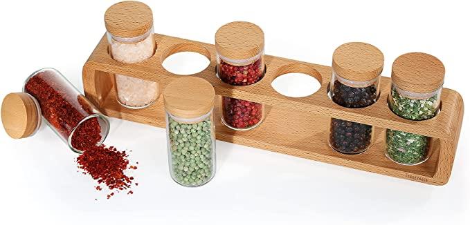 Actual product image Zassenhaus Spice rack beech with 6 spice jars