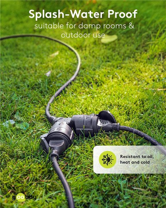 Produktbild Goobay Doppel-Verlängerungskabel Outdoor (5 m, CEE 7/3)