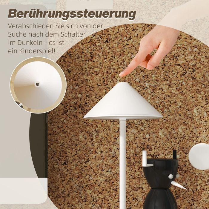 Actual product image Swisshandel24 LED-Tischlampe mit USB-Kabel, Touchschalter, Metall, wiederaufladbar, Weiss (160 lm)