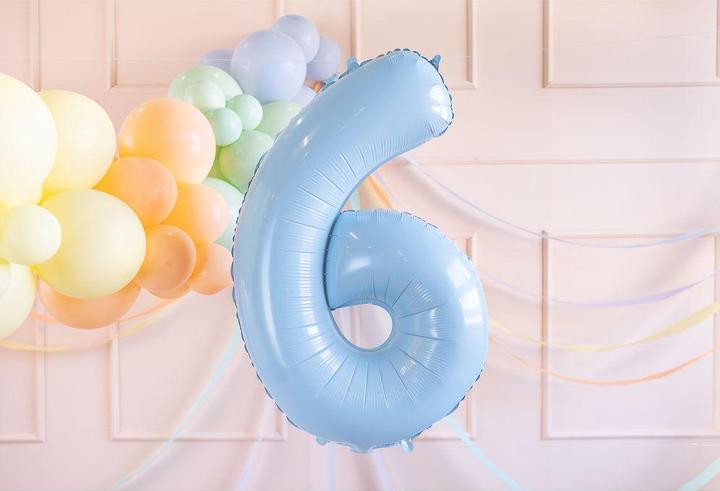 Actual product image Partydeco Foil balloon 6 light blue, 72 cm (1x)