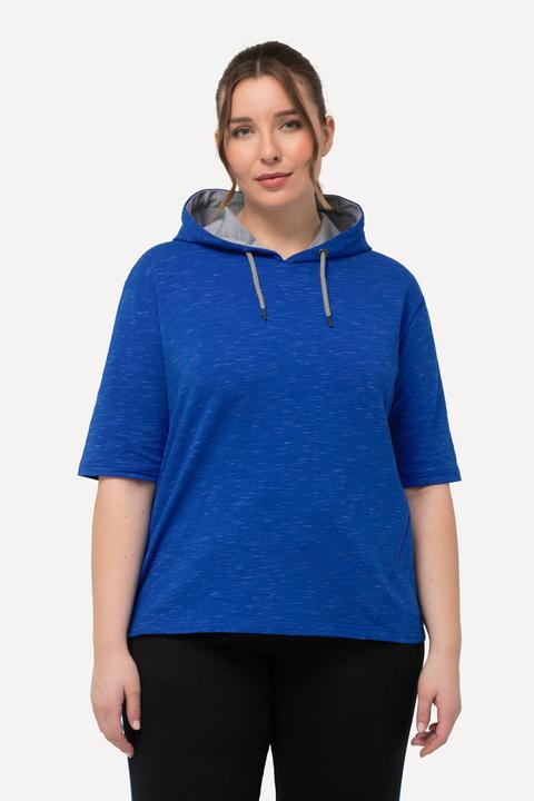 Actual product image Ulla Popken Mesh Lined Hooded Short Sleeve Stretch Sweatshirt (50, 52)