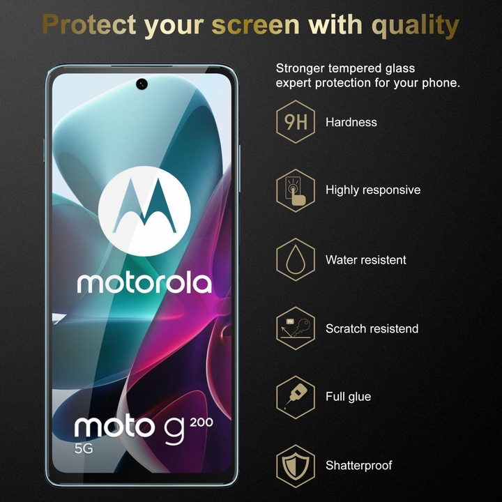 Actual product image Cadorabo Display protection glass (3 Piece, Motorola Moto G200 5G)