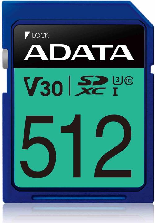 Image du produit Adata Premier Pro SDXC UHS-I U3 Classe 10 (V30S) (512 Go, SDXC, U3, UHS-I)
