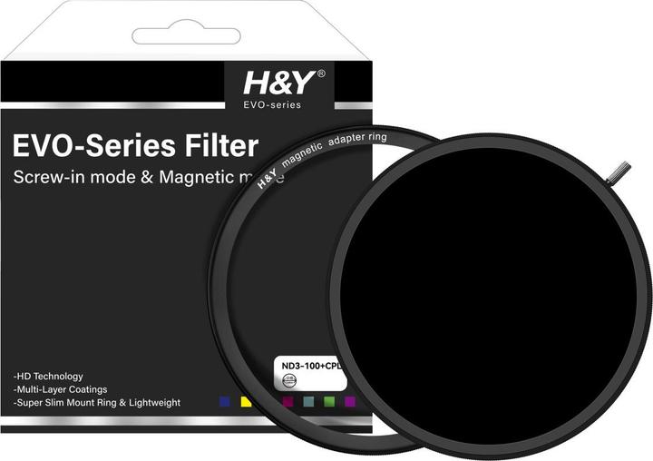 Image du produit H&Y HD EVO ND3-1000 + filtre CPL 95mm (95 mm, Filtre gris neutre, 95 mm)