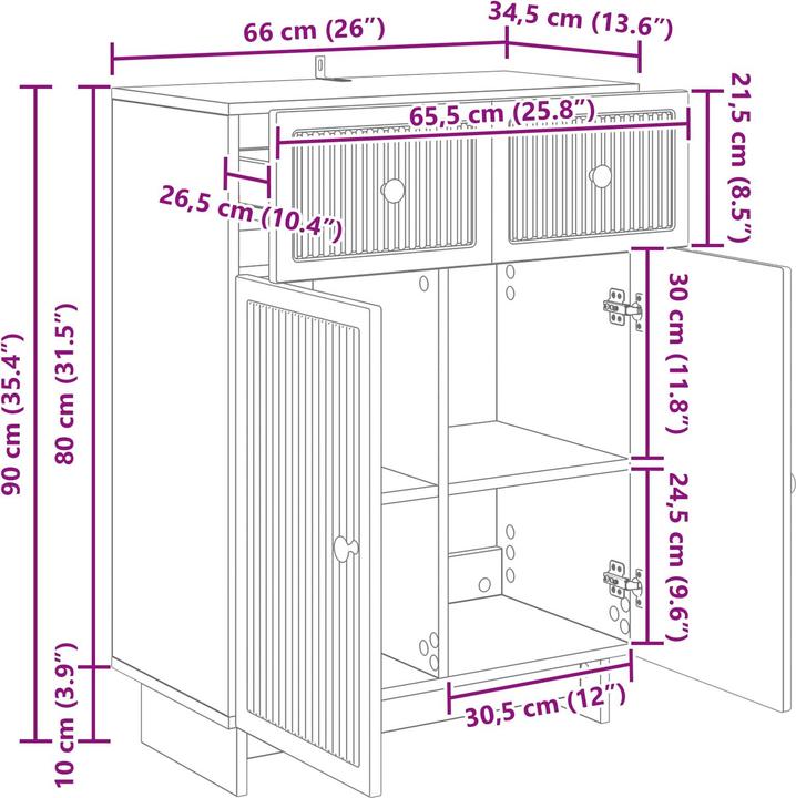 Image du produit vidaXL Sideboard-Aufbewahrung (34.50 x 66 x 90 cm)