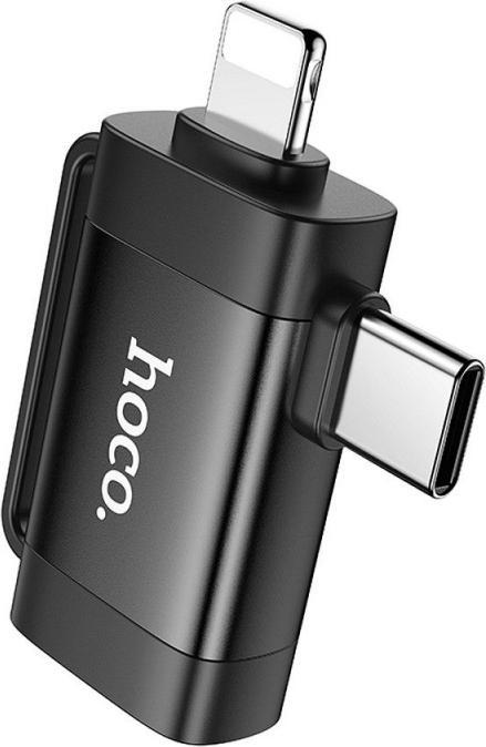 Actual product image Hoco Cable adapter OTG 2in1 Type C (male) / Lightning (male) to USB A (female) UA31F black (USB 2.0, Lightning, USB Type C)