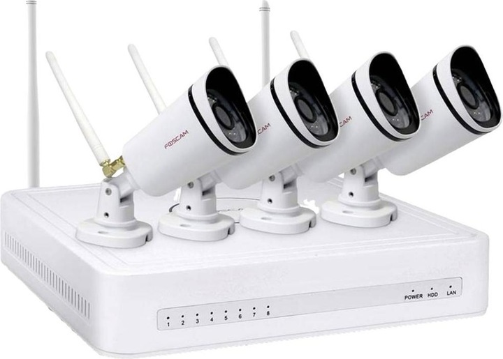 Immagine prodotto Foscam FN7108W-B4-1T Sistema di videosorveglianza bianco 1x NVR (FN7108W) con disco rigido da 1TB, 4x (1920 x 1080 Pixels)