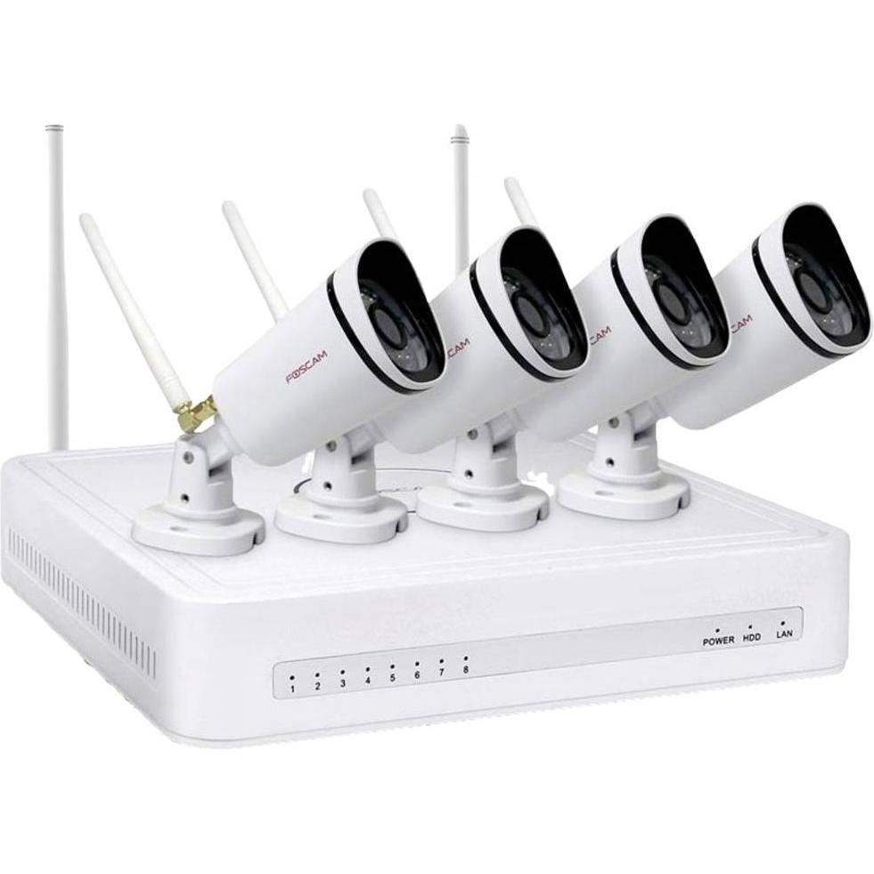 Thumbnail - Foscam FN7108W-B4-1T Video-Überwachungssystem Weiss 1x NVR (FN7108W) inkl. 1TB Festplatte, 4x WLAN-K (1920 x 1080 Pixels...