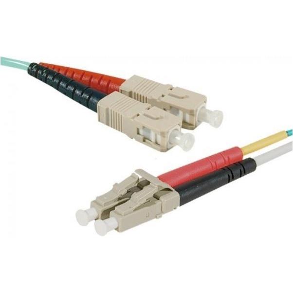 Exertis Connect LWL Patchkabel Eco, 50/125 µm, OM3-Faser, SC Duplex Stecker/LC Duplex Stecker, aqua, 2,0 m UPC UPC-S (UT...