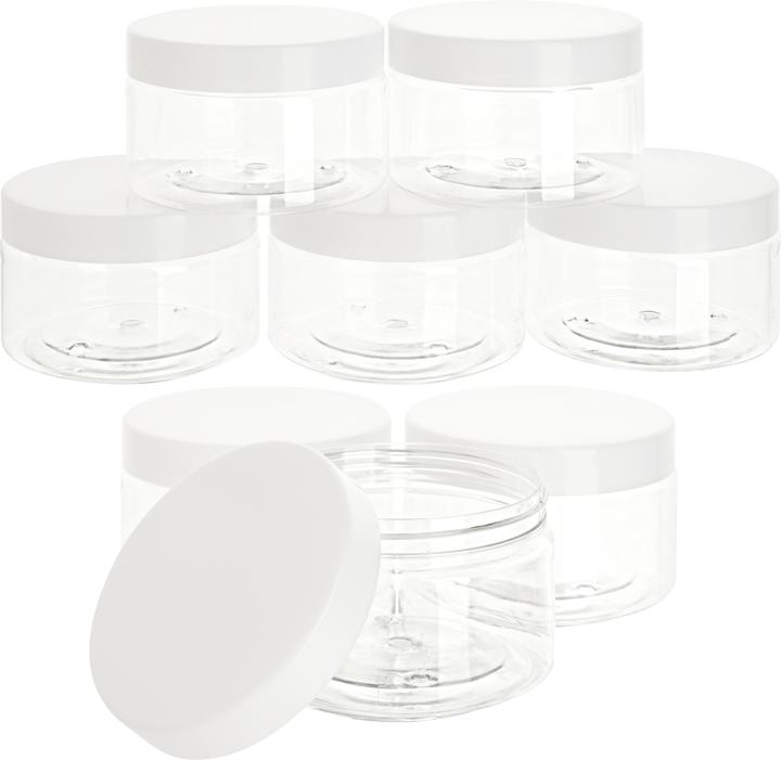 VBS Pot en plastique avec couvercle à vis, Ø 9 cm, 8 pièces (0.25 l)