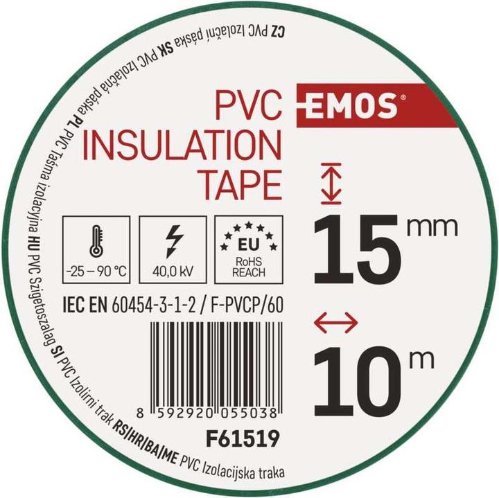 Image du produit Emos Ruban isolant PVC 15mm/10m Vert (15 mm)