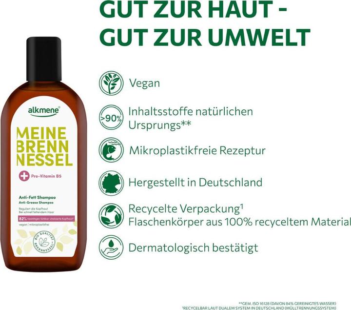 Actual product image Alkmene MEINE BRENNESSEL, Anti-Fett Shampoo (250 ml, Liquid shampoo)