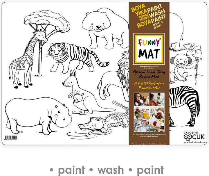 Productafbeelding Funny Mat Wasbare kleurplaat wilde dieren