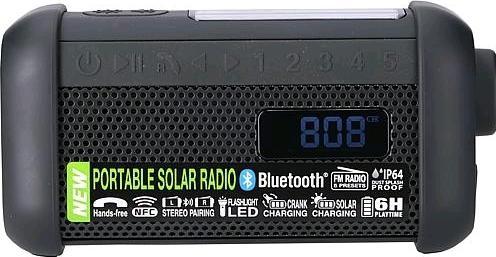 Immagine prodotto Muse Radio solare portatile con manovella e torcia elettrica (AM, FM, Bluetooth, NFC)