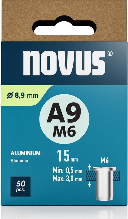 Image du produit Novus Nietmutter A9 M6, L: 15 mm Alu