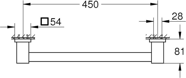 Actual product image Grohe Start Cube QuickFix bath handle, length 504mm (450mm), glue or drill, matt black