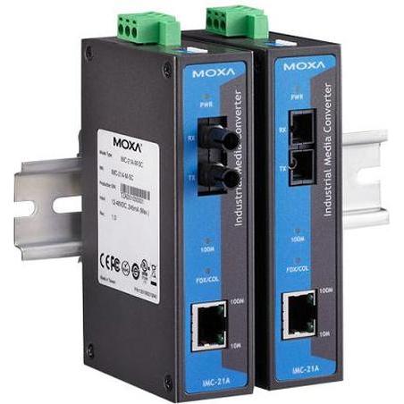 Moxa MEDIA CONVERTER 10/100MTx (RJ45 (1x)), Netzwerkadapter, Schwarz, Blau
