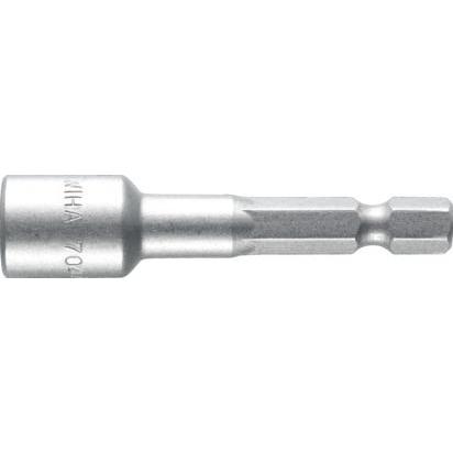 Wiha, Steckschlüssel + Stecknuss, Steckschlüsseleinsatz magnetisch Standard 55 mm Aussensechskant 1/4" (04640) 3/8