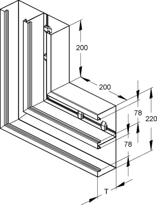 Actual product image Niedax NIE DKV 220-78T60 R GK-vertical corner 90Â°, double-lined symme- tric, 220x61mm pulv (20 cm)