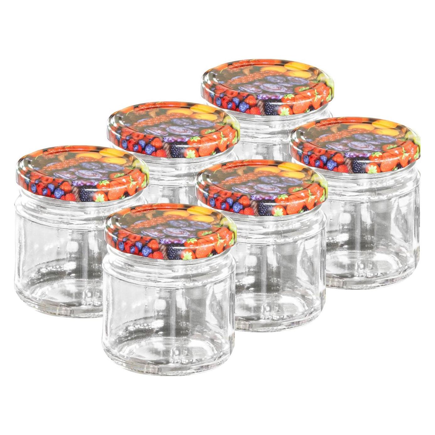 Set 6 Barattoli Vetro Con Coperchio A Quadretti Rossi – 720 Ml – Con Etichette Adesive – Per Marmellata E Conserve - 2