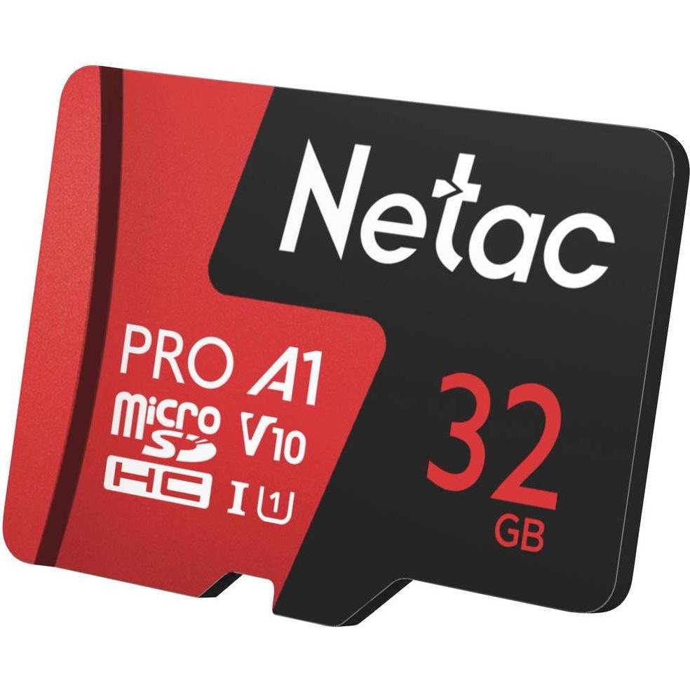 Netac P500 Extreme Pro MicroSDHC 32GB V10/A1/C10 fino a 100MB/s, con (32 GB, microSDHC, U1, UHS-I), Scheda di memoria