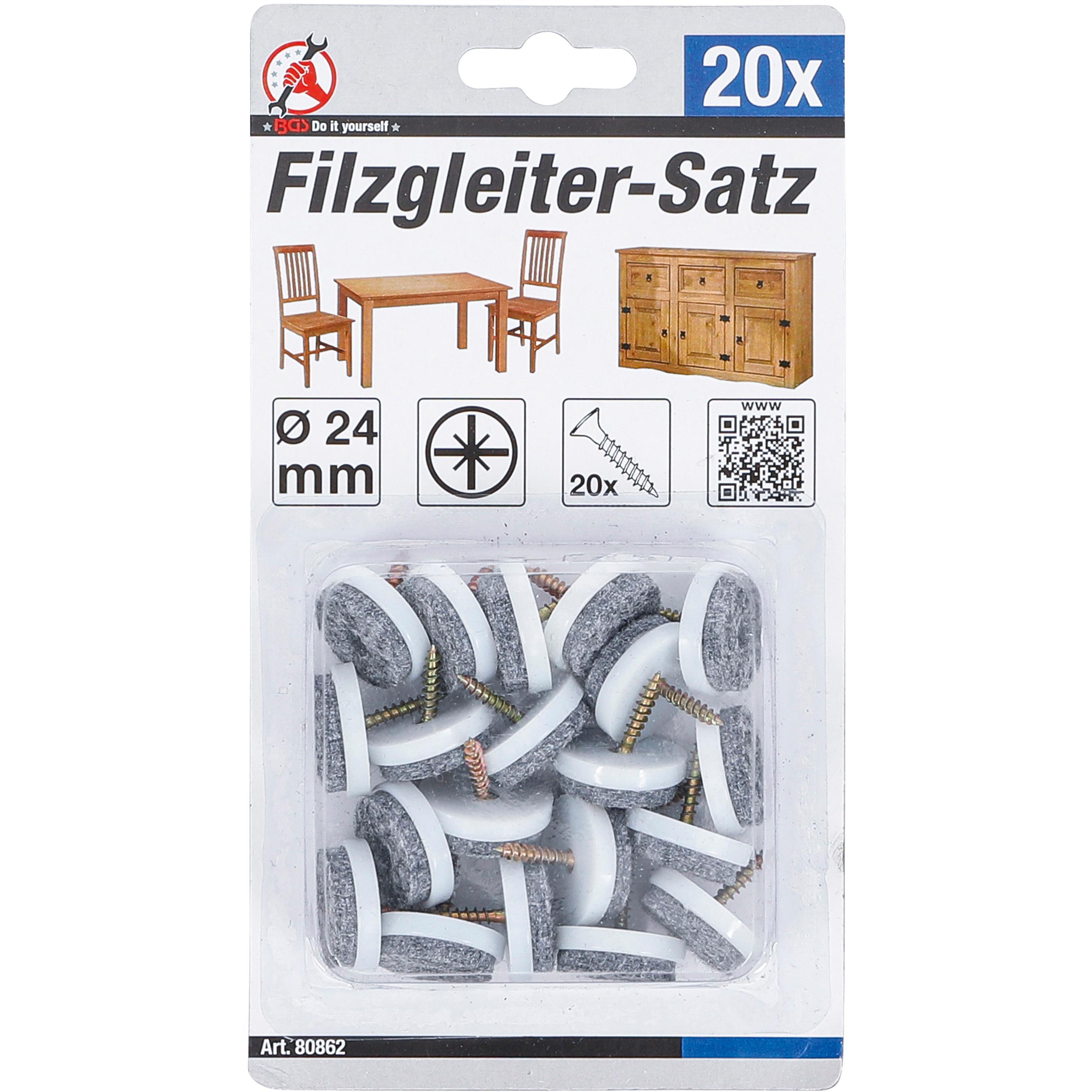 Thumbnail - BGS, Möbelgleiter + Schutzpuffer, Filzgleiter-Satz (Filzgleiter, 20 Stück)