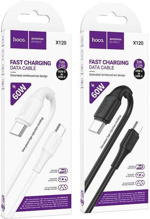 Produktbild Hoco Cable Cable USB C to USB C 3A 60W 1 m X120 black (1 m, 60 W)
