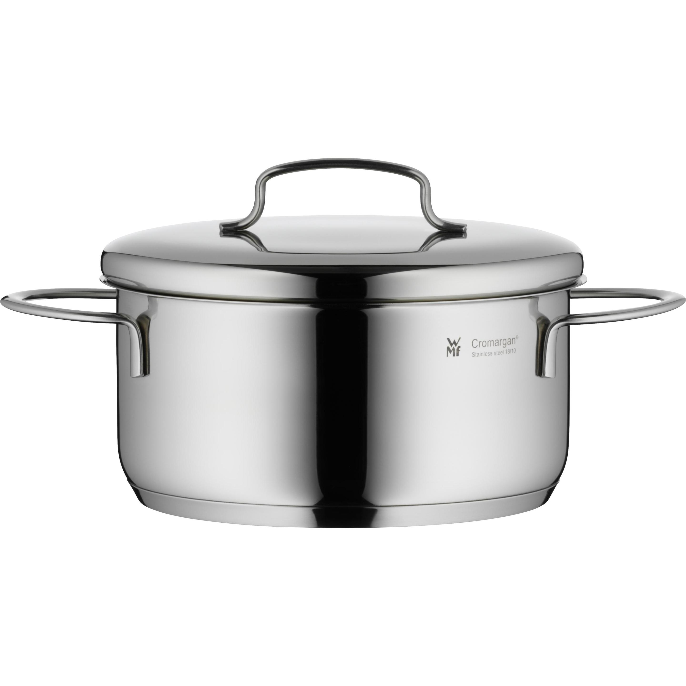 WMF Kochtopf Bratentopf Induktion 16cm klein Metalldeckel 1,5l Mini Edelstahl, Pfanne + Kochtopf, Silber