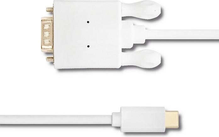 Produktbild Qoltec 50419 video cable adapter USB Type-C VGA (D-Sub) White (2 m, DisplayPort)