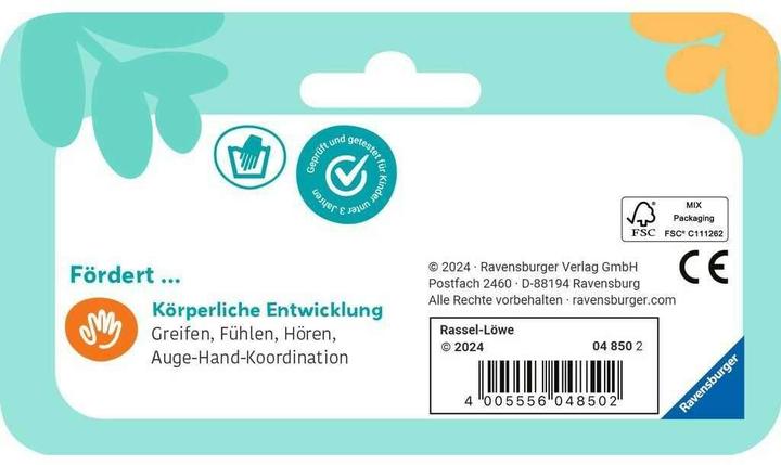 Produktbild Ravensburger 4850 play+ Rassel-Löwe, Kuscheltier mit Rassel, Clip zum Befestigen, Zahnungshilfe