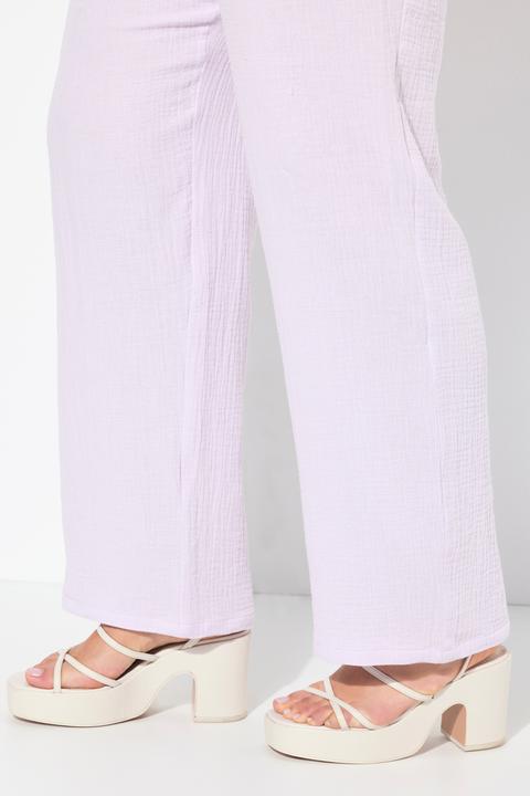 Immagine prodotto Ulla Popken Pantaloni modello Rose in mussola con taglio della gamba ampio e cintura elastica (50, 52)