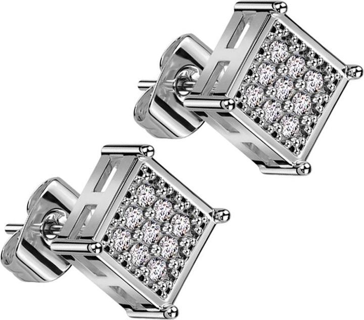 Immagine prodotto Star Piercing Orecchini a perno argento cristalli quadrati argento (senza ottone, Acciaio chirurgico 316L)