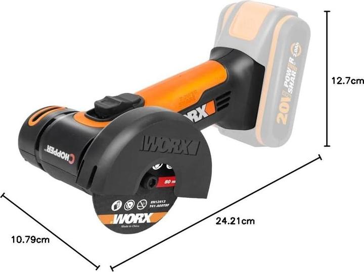 Actual product image Worx Mini angle grinder 20V WX801.9 (76 mm)