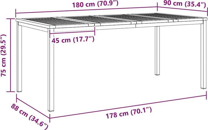 Produktbild vidaXL gartenmöbel (180 x 90 x 75 cm)