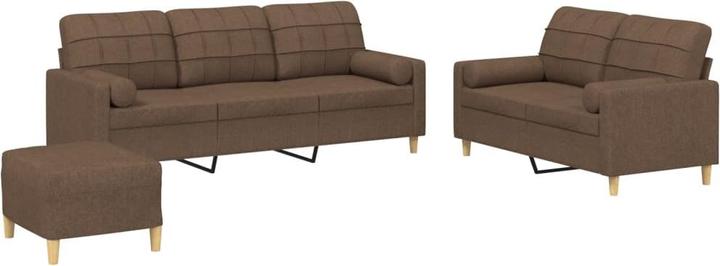 Actual product image VidaXL Sofa set Cushion Armchair Sofa Couch Design sofa 3-piece brown fabric (3-seater)