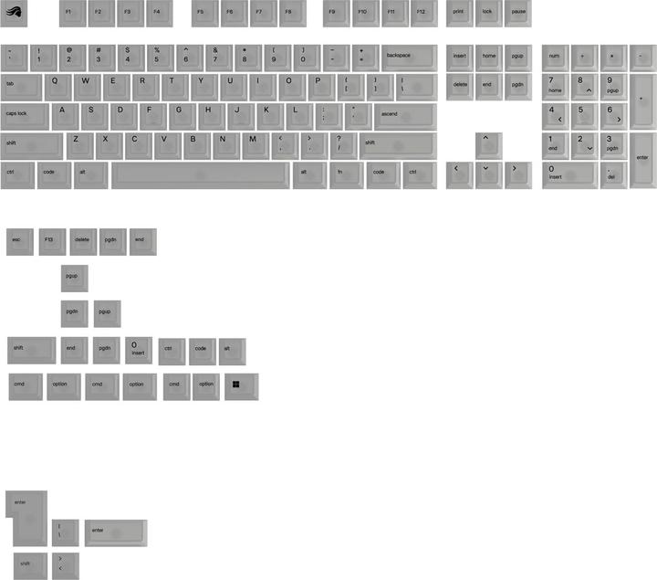 Produktbild Glorious Polychroma V2 Keycaps, ANSI Layout (US), Polycarbonat, UV-Druck - Transparent