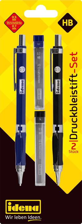 Produktbild Idena Druckbleistift 2er 0,5mm und 0,7mm + Refills (0.50 mm, HB, 2x)