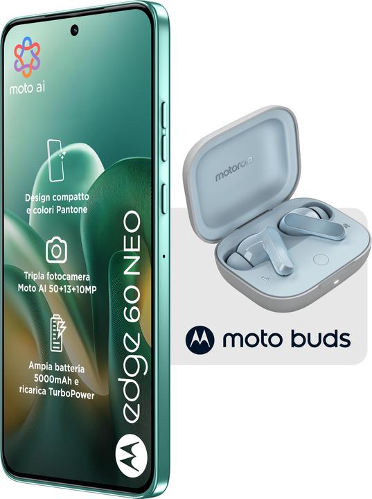 Produktbild Motorola Edge 60 Neo + Moto Buds (256 GB, PANTONE Frostbite, 6.36", Dual SIM, 5G)